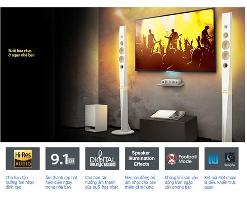 Dàn Âm Thanh 3D Blu-ray 5.1 Sony BDV-N9200WL (Trắng)