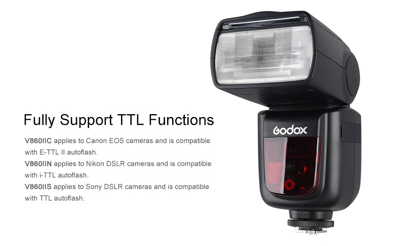 Đèn Flash GODOX V860II GN60 TTL HSS 1/8000s Canon/Nikon/Sony