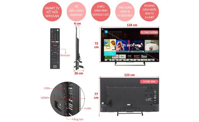 Tivi Sony 55X8500E (4K HDR, Android TV, 55 inch)